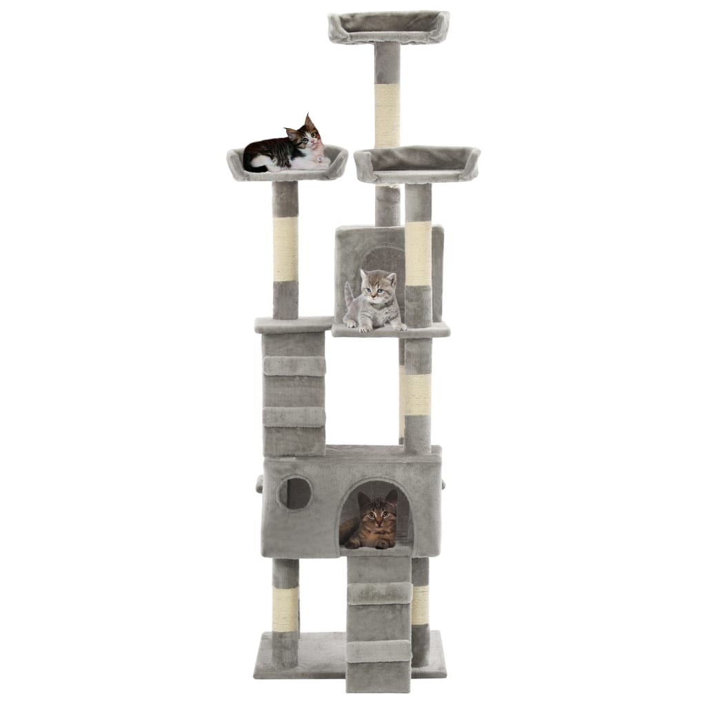 vidaXL Cat scratching post with sisal scratching posts 170 cm grey