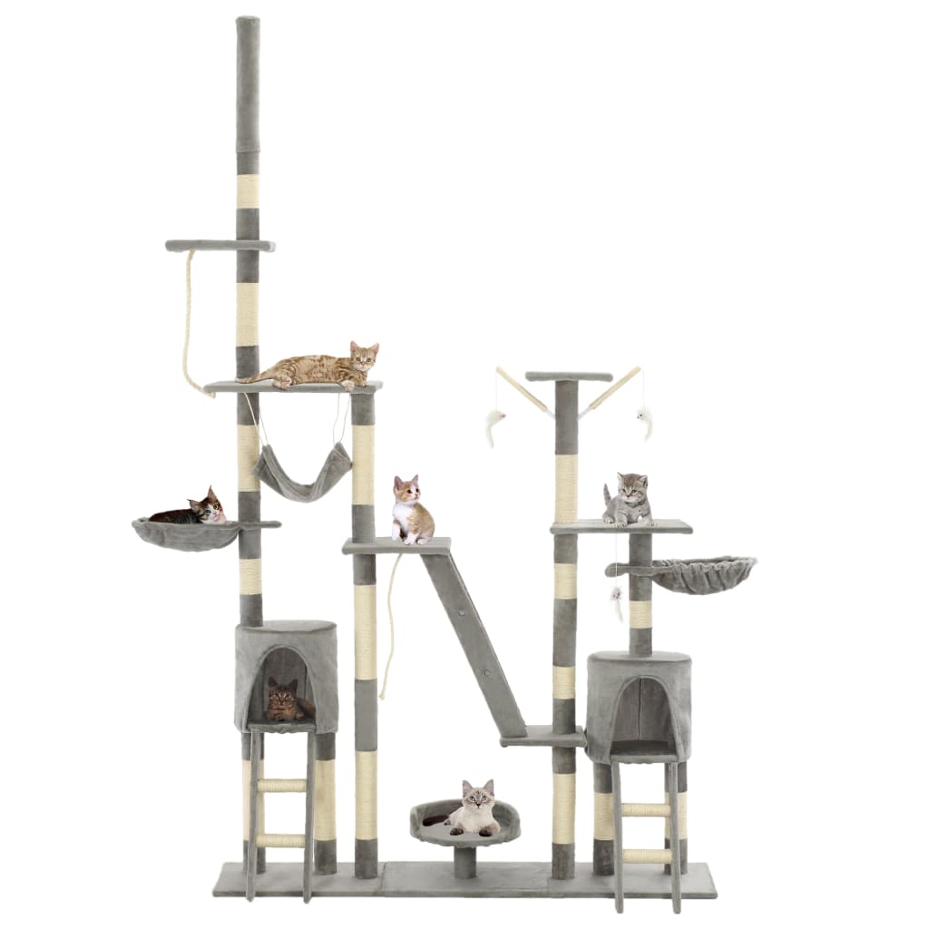 vidaXL Cat Scratching Tree with Sisal Scratching Posts 230-250 cm Grey