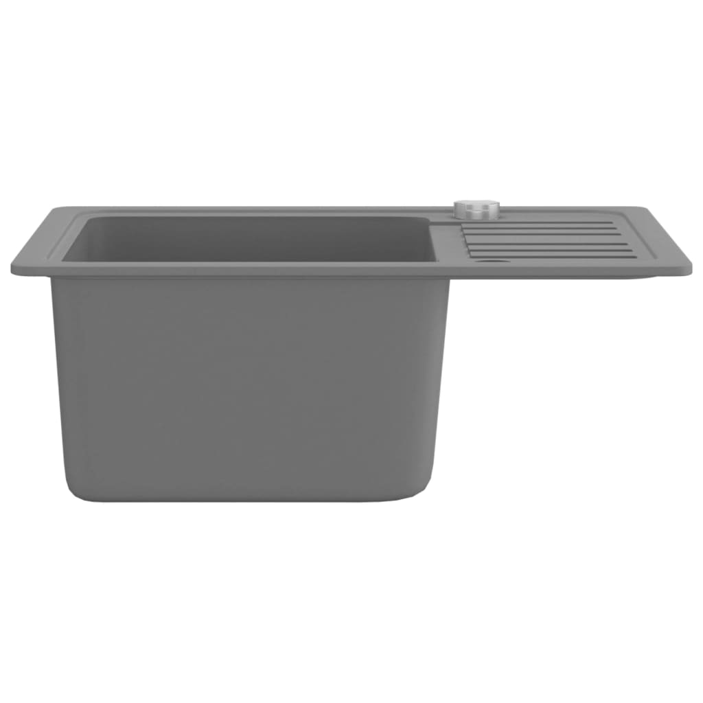 vidaXL Sink single bowl granite black