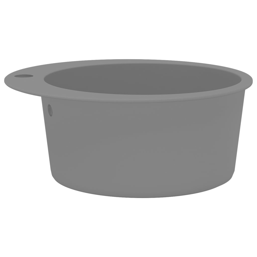 vidaXL Round Single Bowl Granite Sink Black