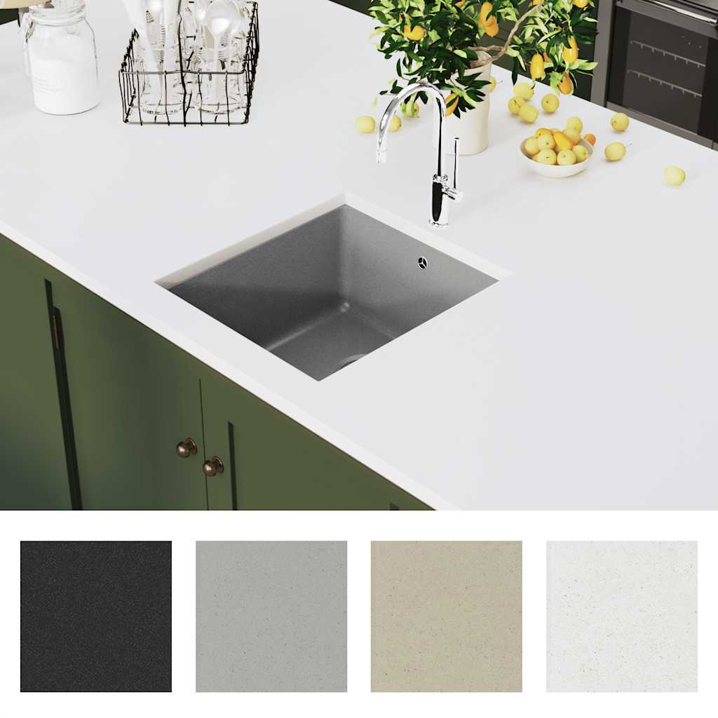 vidaXL Sink single bowl granite black