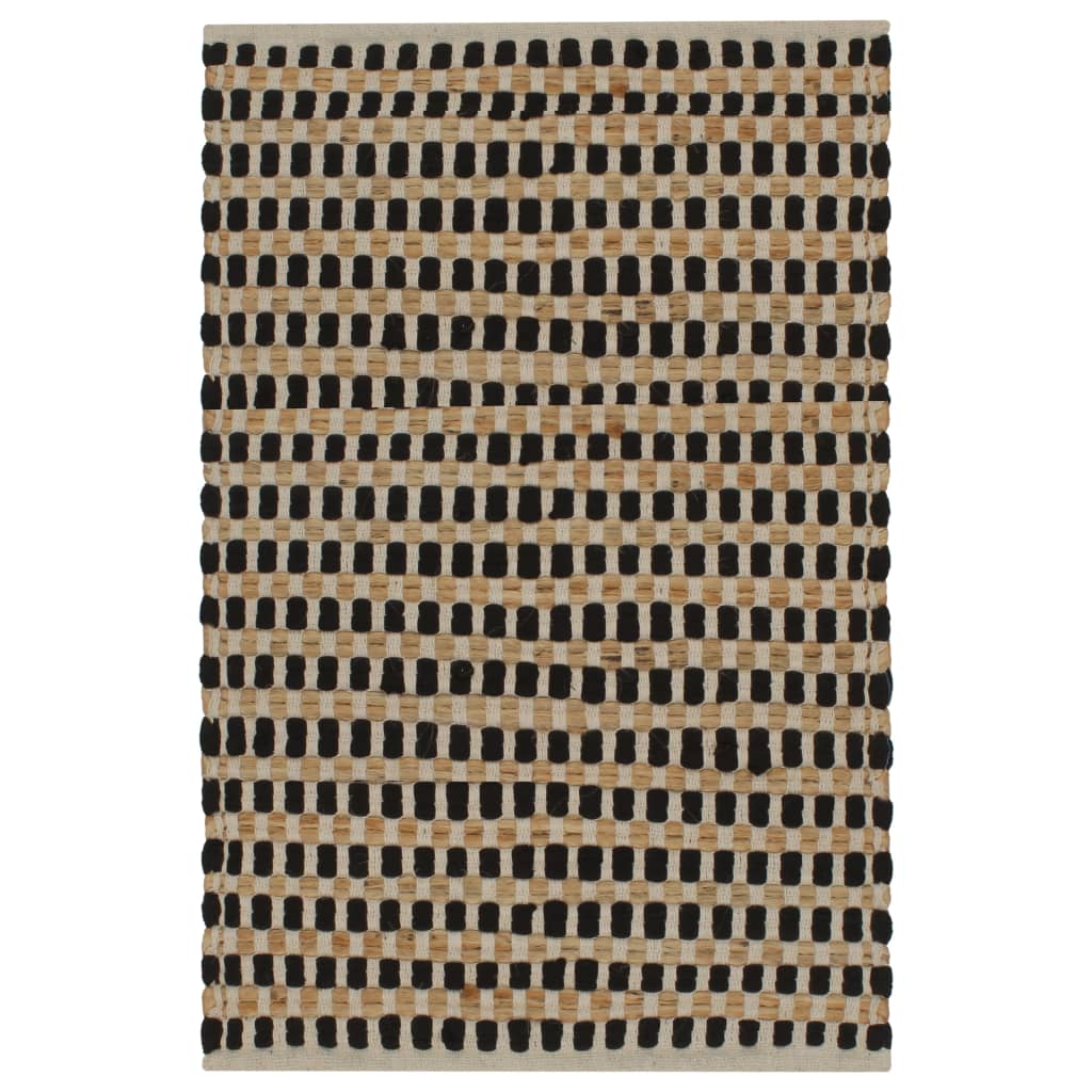 vidaXL Bath Mat Set Handwoven Jute and Fabric Natural and White