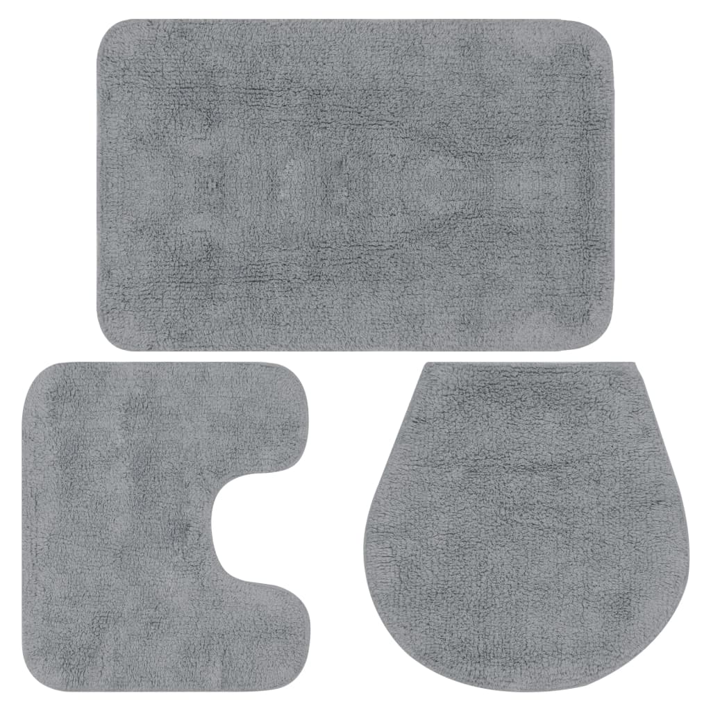 vidaXL Bath Mat Set Fabric Anthracite 3 pcs