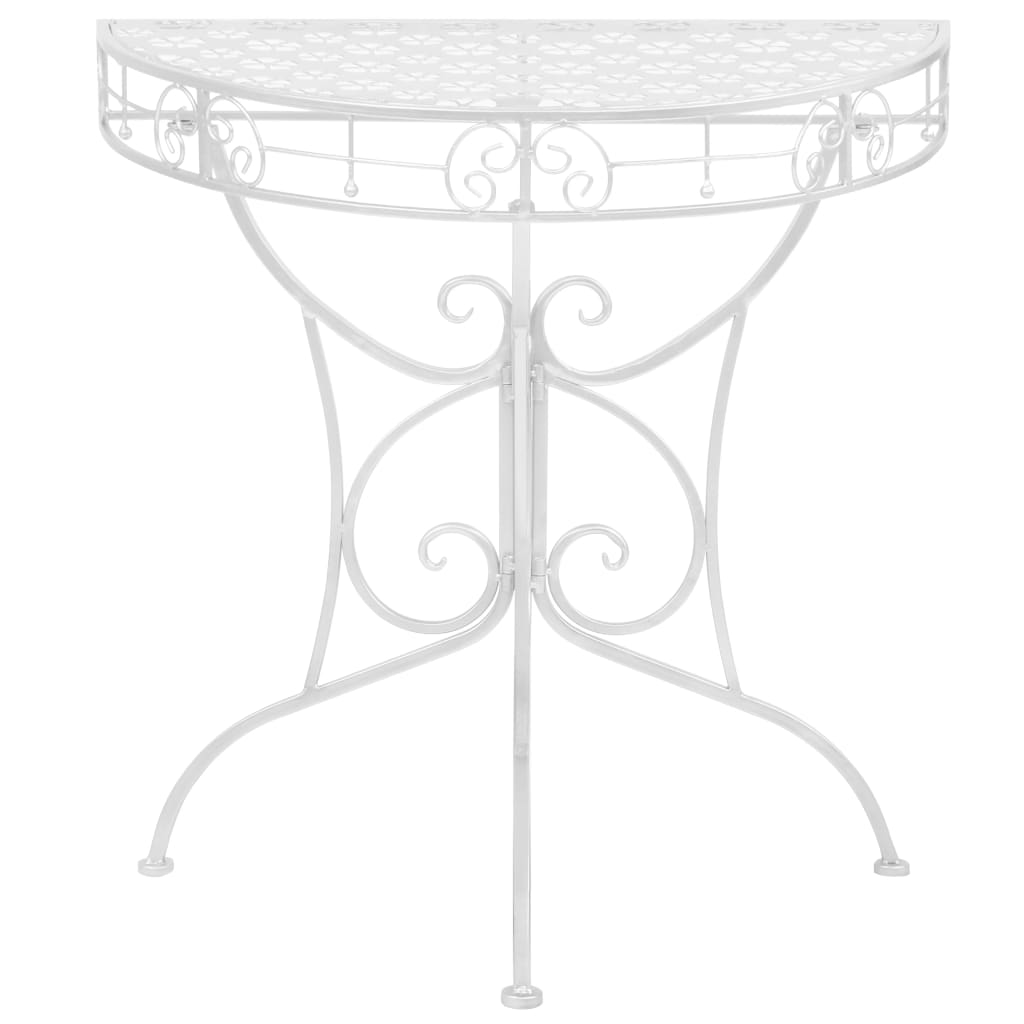vidaXL Bijzettafel style vintage demi-rond 72x36x74 cm métal argent