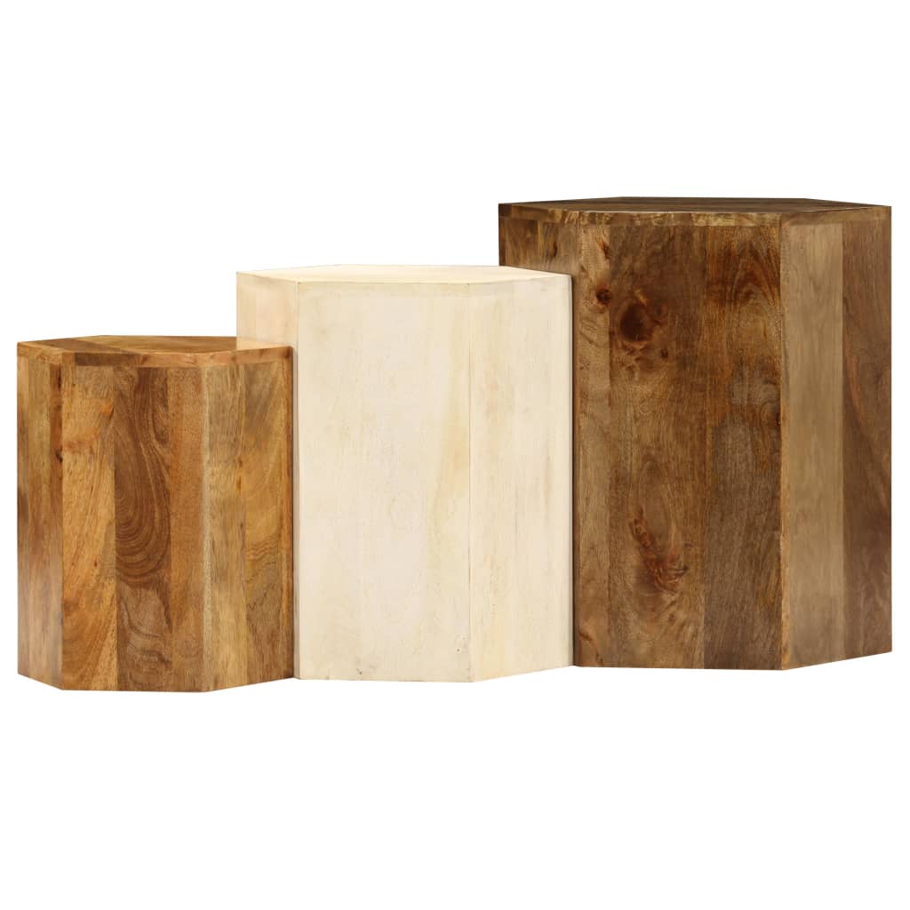 vidaXL 3-Piece Coffee Table Set Solid Mango Wood