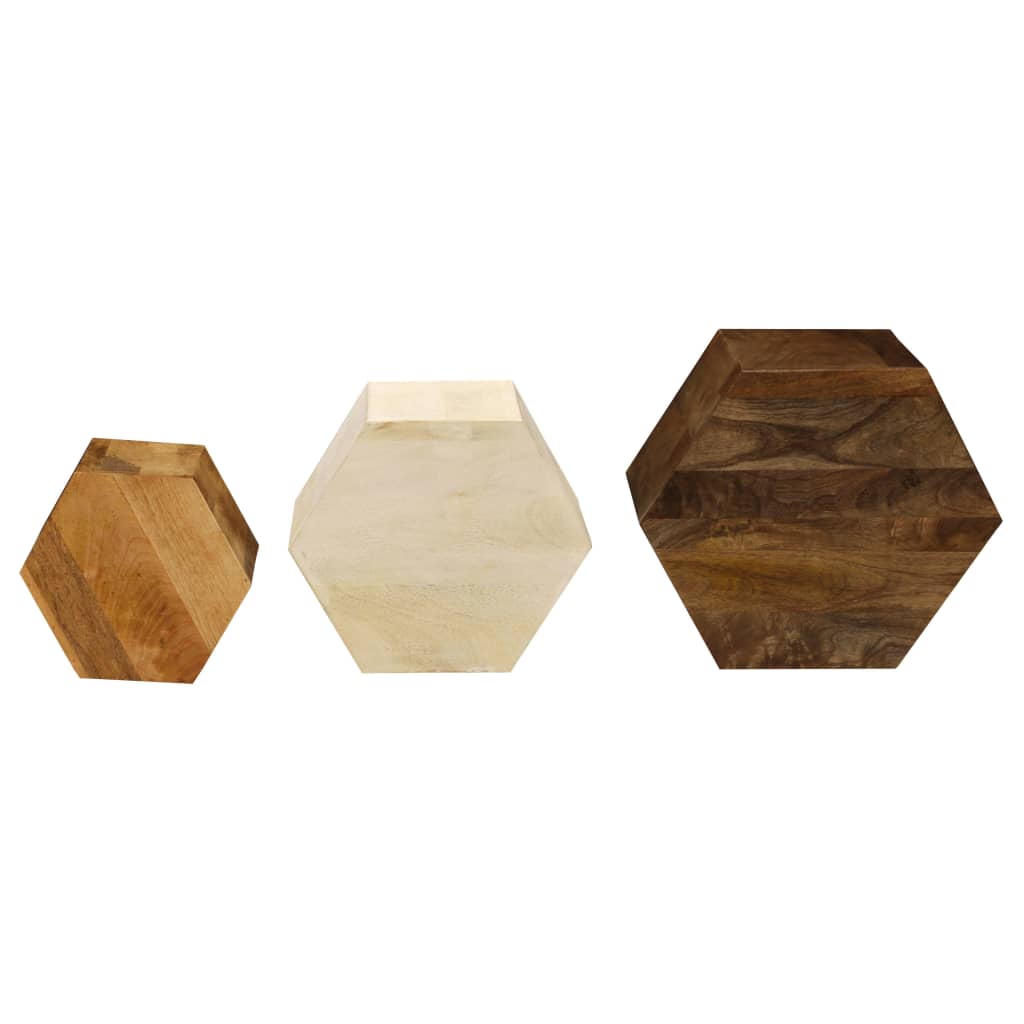 vidaXL 3-Piece Coffee Table Set Solid Mango Wood