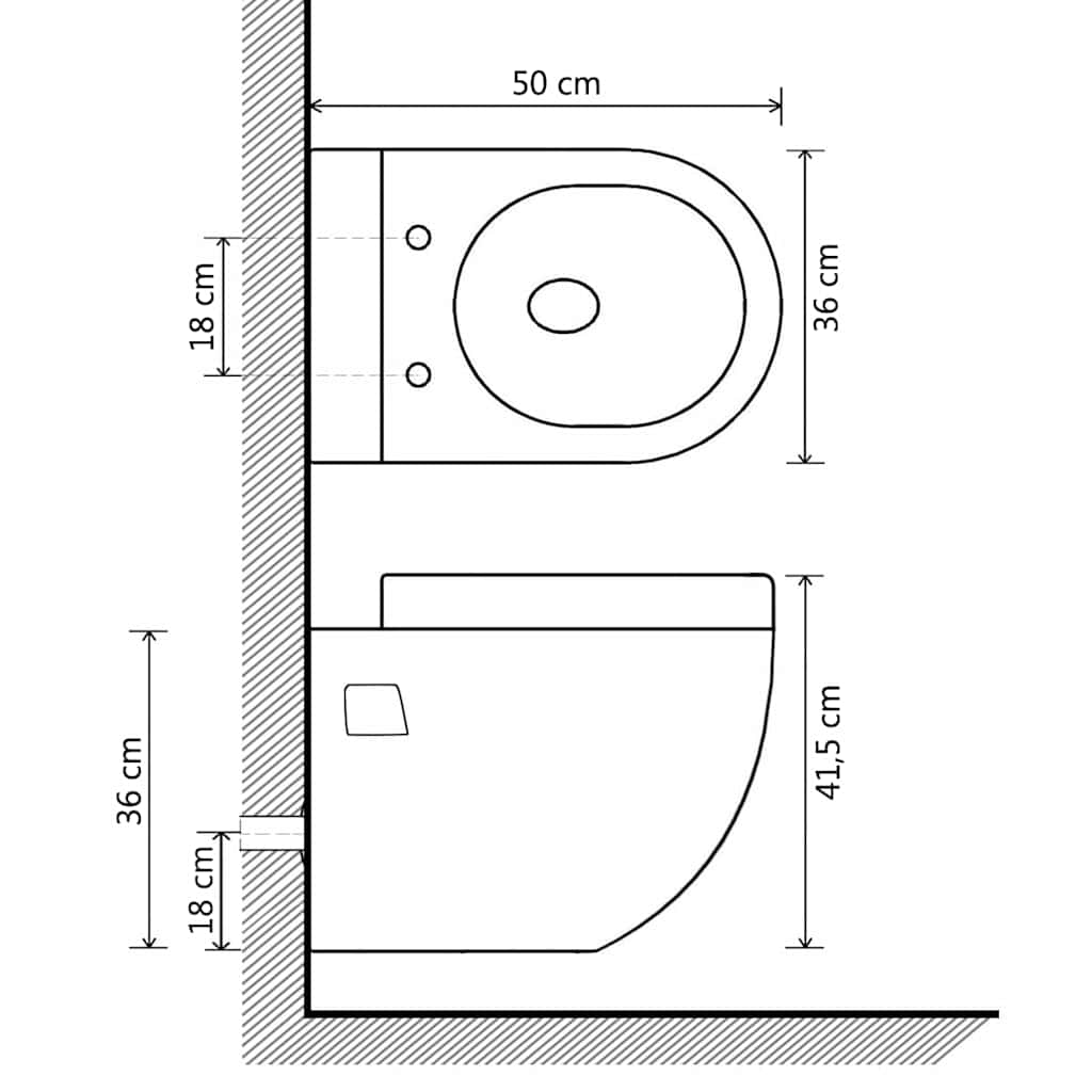 vidaXL Wall-Mounted Toilet Ceramic White