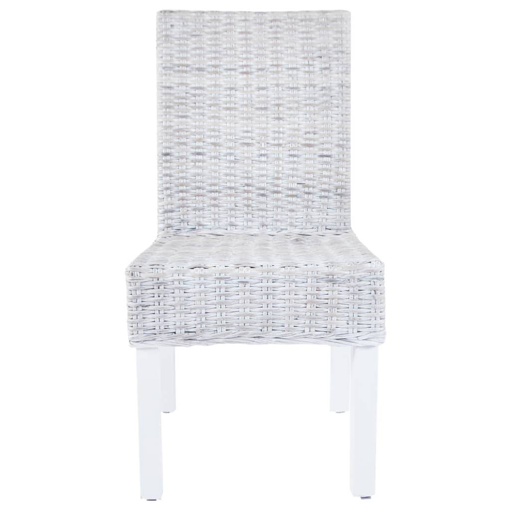 vidaXL Eetkamerstoelen 2 st kubu rattan en mahoniehout lichtbruin