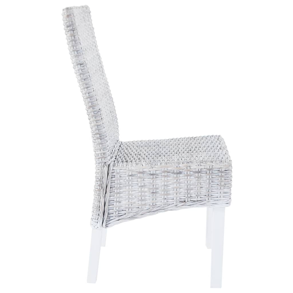 vidaXL Eetkamerstoelen 2 st kubu rattan en mahoniehout lichtbruin