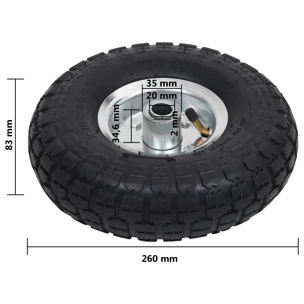 vidaXL Sack Truck Wheels 4.10/3.50-4 (260x83) Rubber 2 pcs