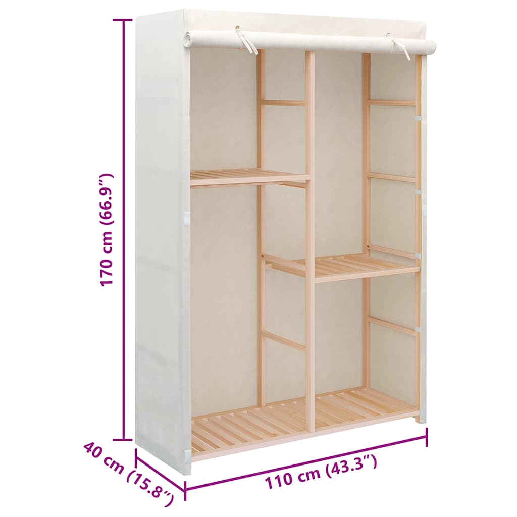 vidaXL 3-Tier Wardrobe 110x40x170 cm