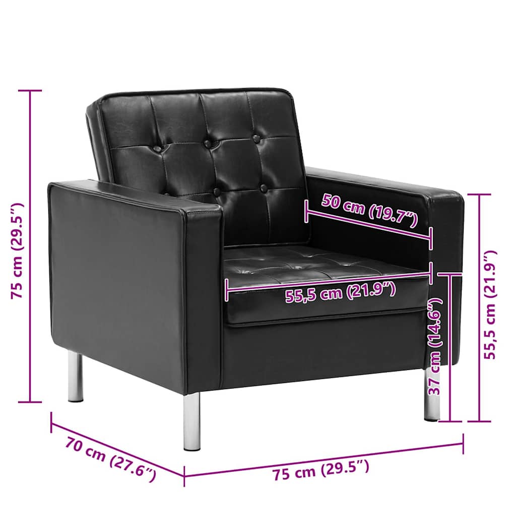 vidaXL Fauteuil zwart 75x70x75 cm kunstleer