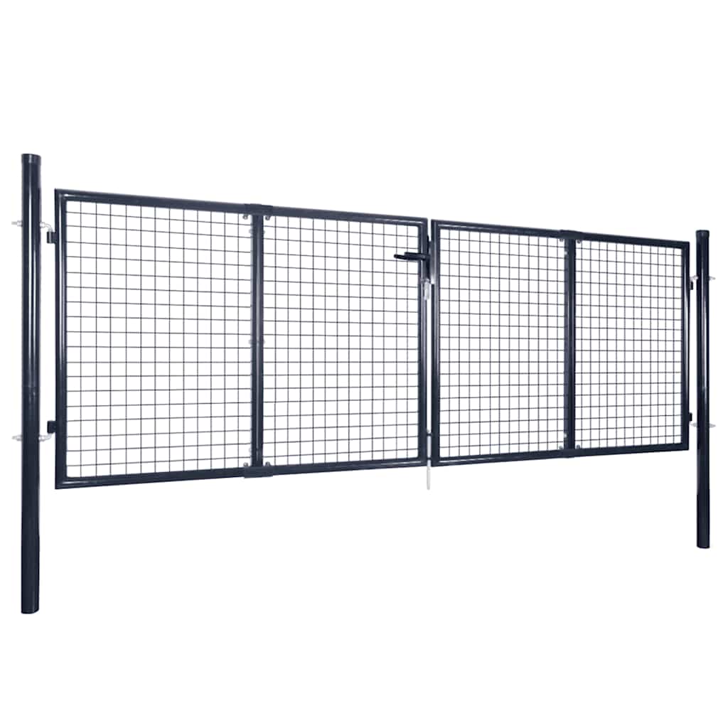 vidaXL Galvanized Steel Mesh Garden Fence 300x75 cm Grey