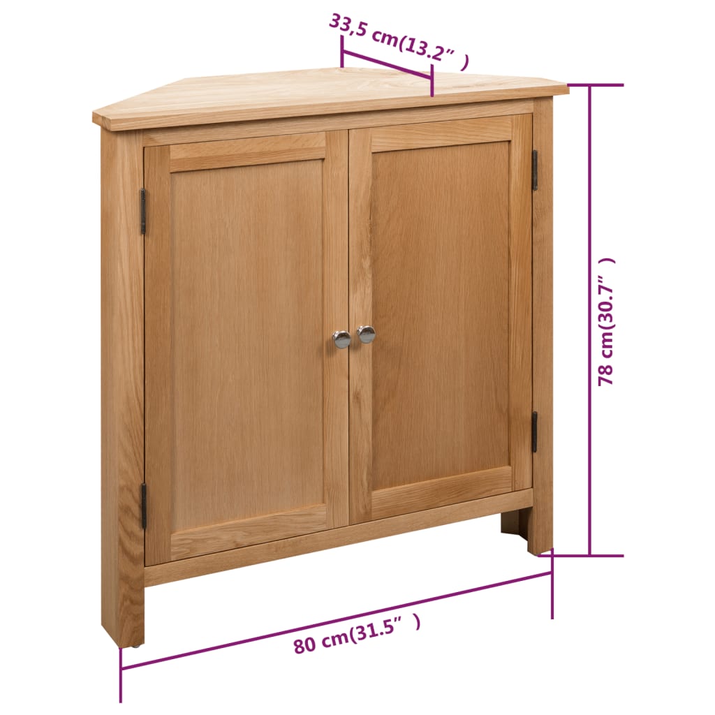 vidaXL Corner Cabinet 80x33.5x78 cm Solid Oak Wood