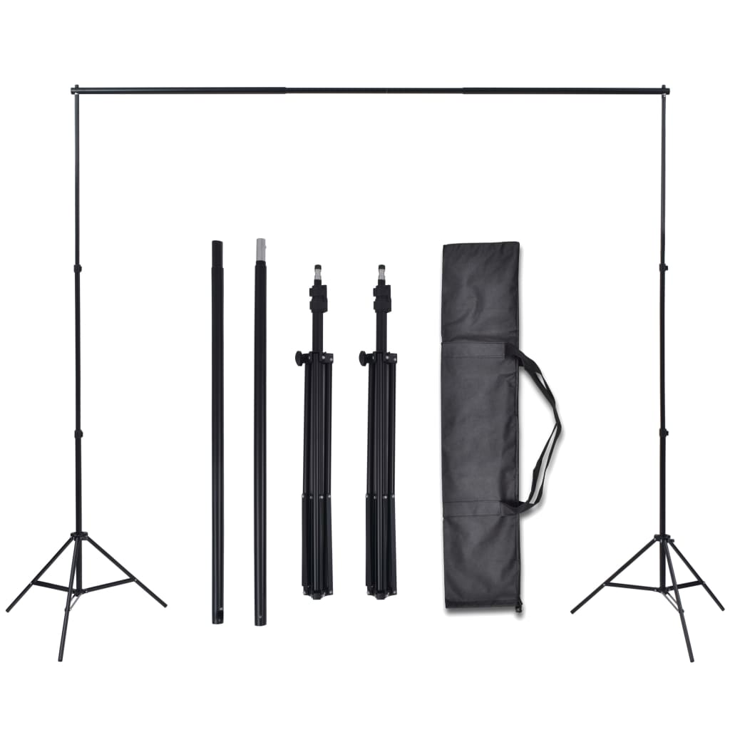 vidaXL Photo Studio Kit with 3 Cotton Backdrops and 3x3 m Frame