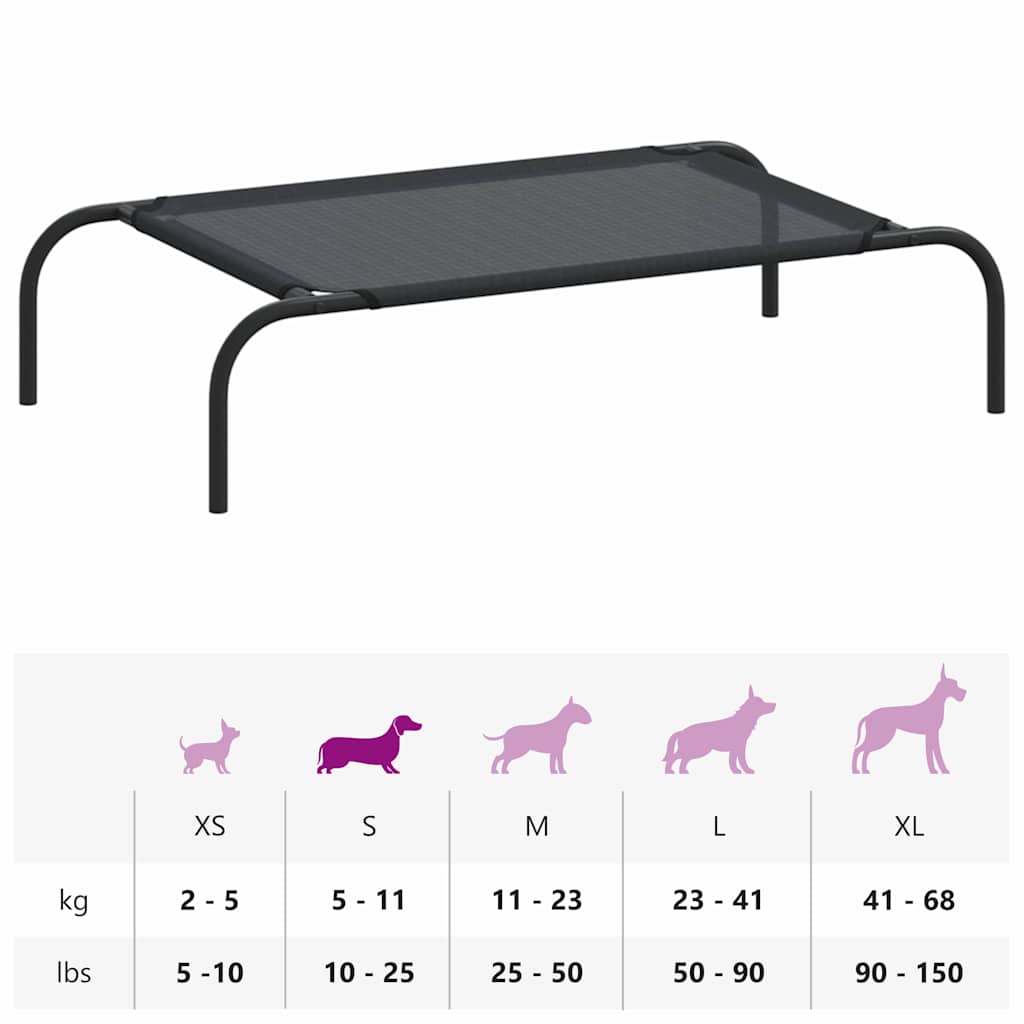 vidaXL Elevated Dog Bed S Textilene Black