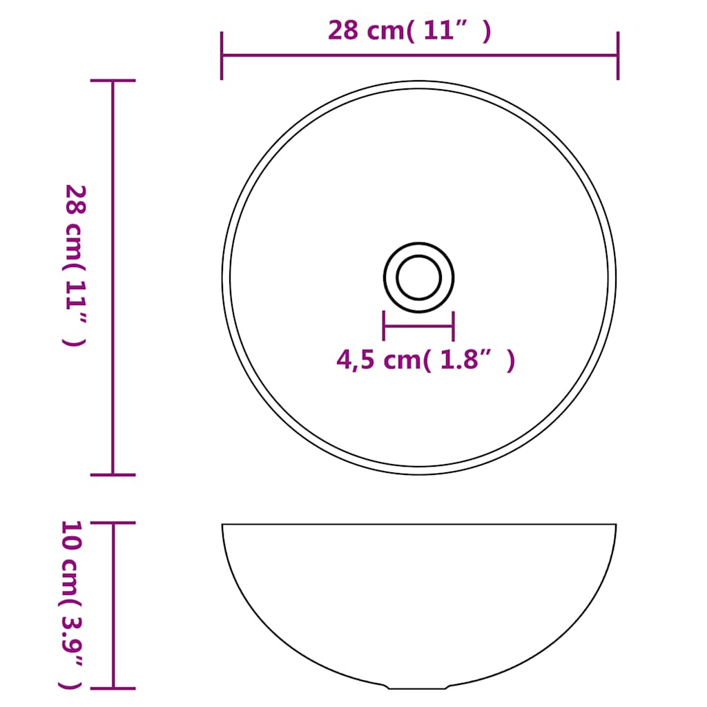 vidaXL Wastafel 28x10 cm keramiek zilverkleurig
