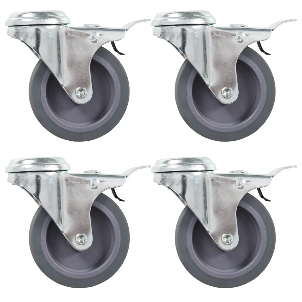 vidaXL Roulettes pivotantes avec trous de boulon et freins doubles 4 pcs 75 mm