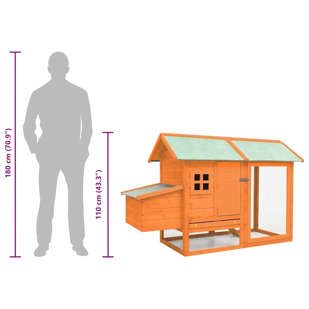vidaXL Chicken Coop 170x81x110 cm Solid Pine and Fir Wood