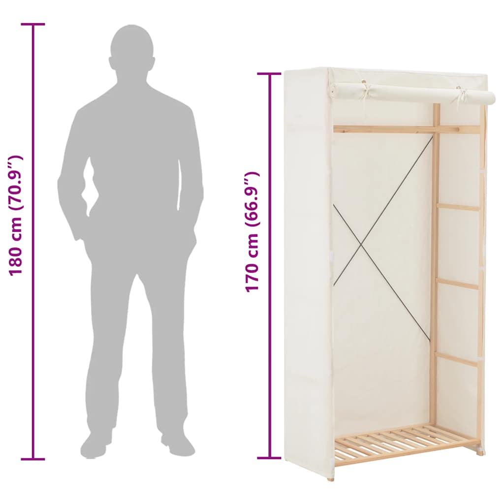 vidaXL Kledingkast 79x40x170 cm stof wit