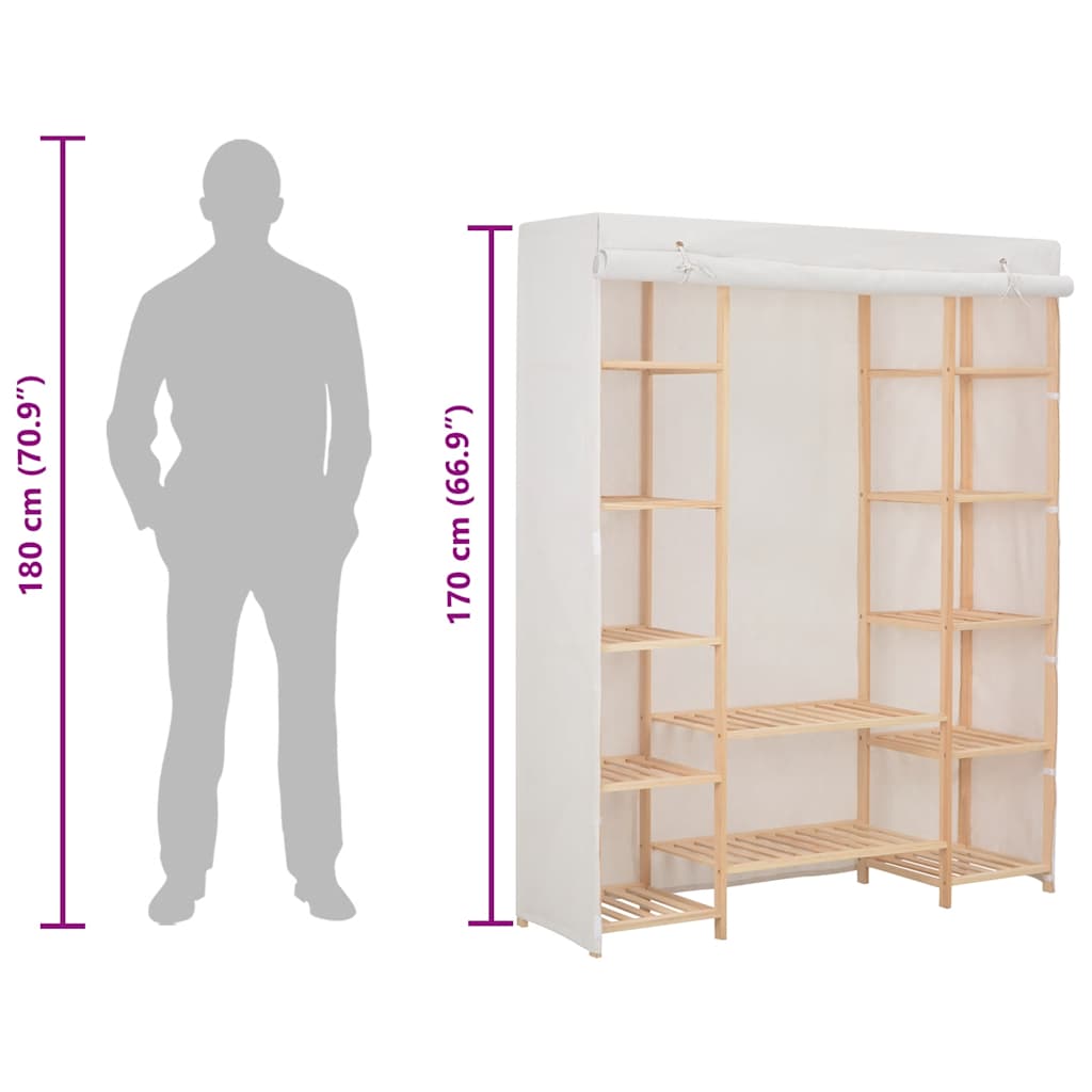 vidaXL Kledingkast 135x40x170 cm stof wit