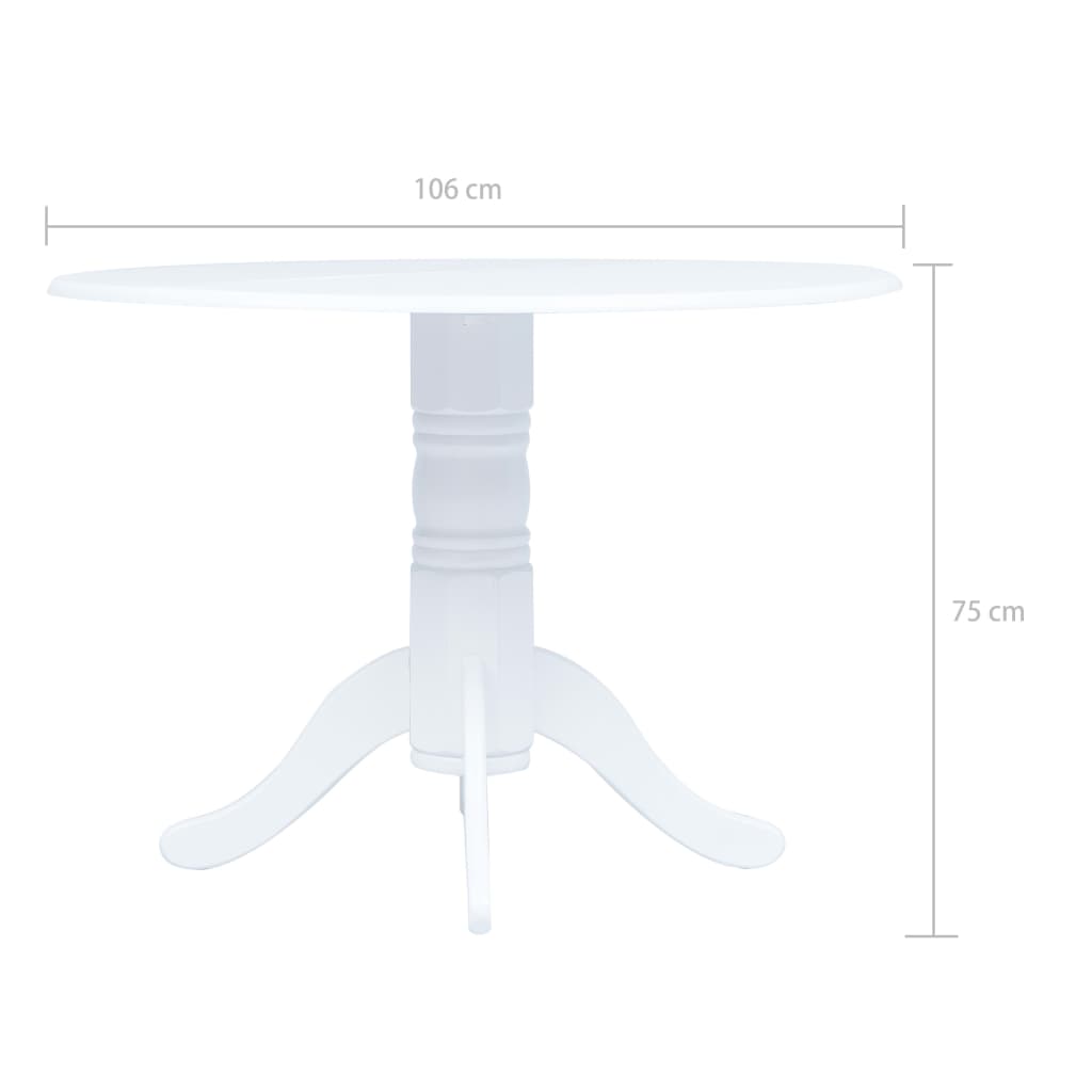 vidaXL Dining Table 106 cm Solid Rubberwood White