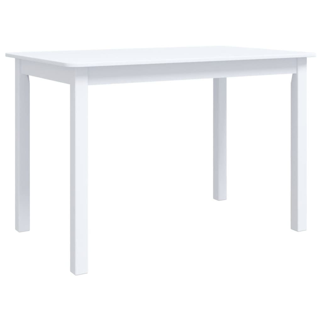 vidaXL Eettafel 114x71x75 cm bois d'hévéa massif blanc