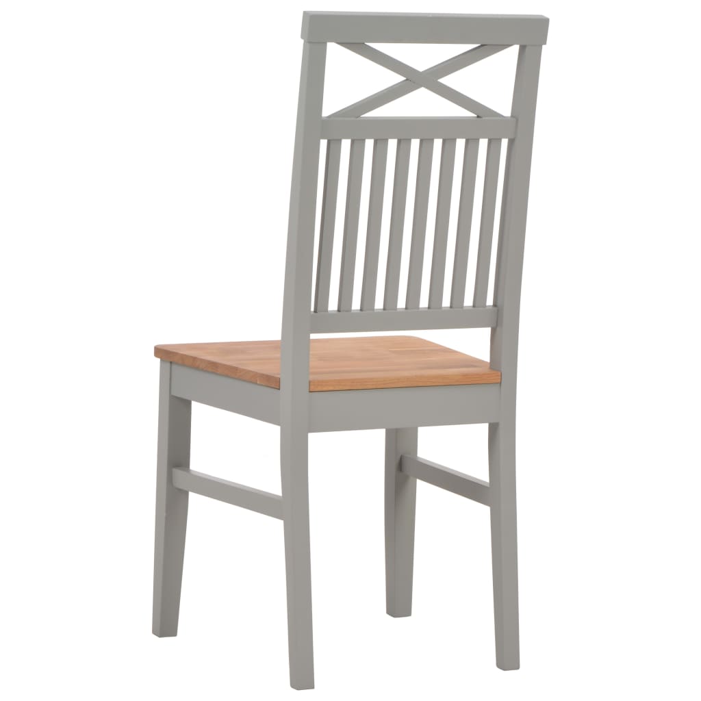vidaXL Eetkamerstoelen 2 st massief eikenhout grijs