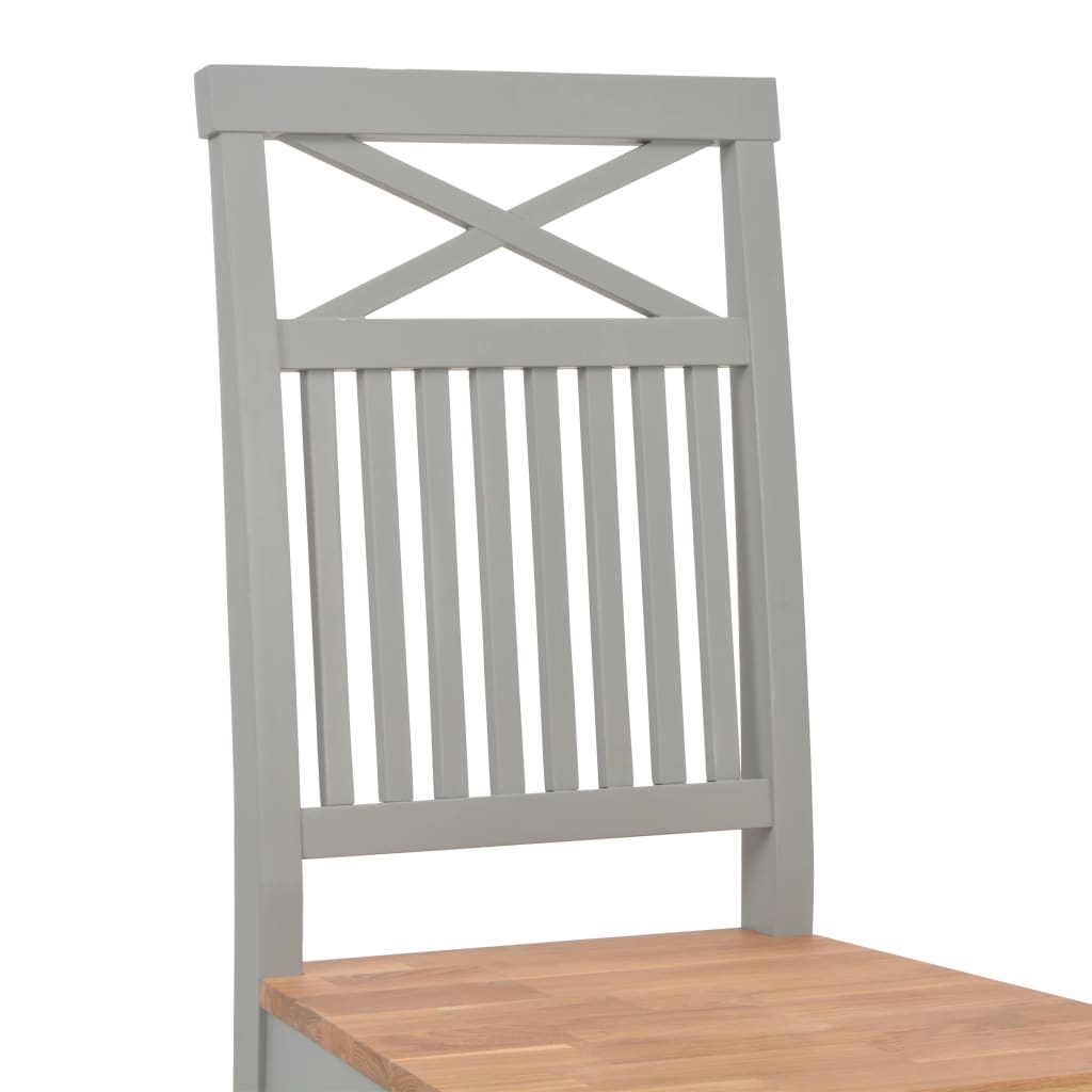 vidaXL Eetkamerstoelen 2 st massief eikenhout grijs