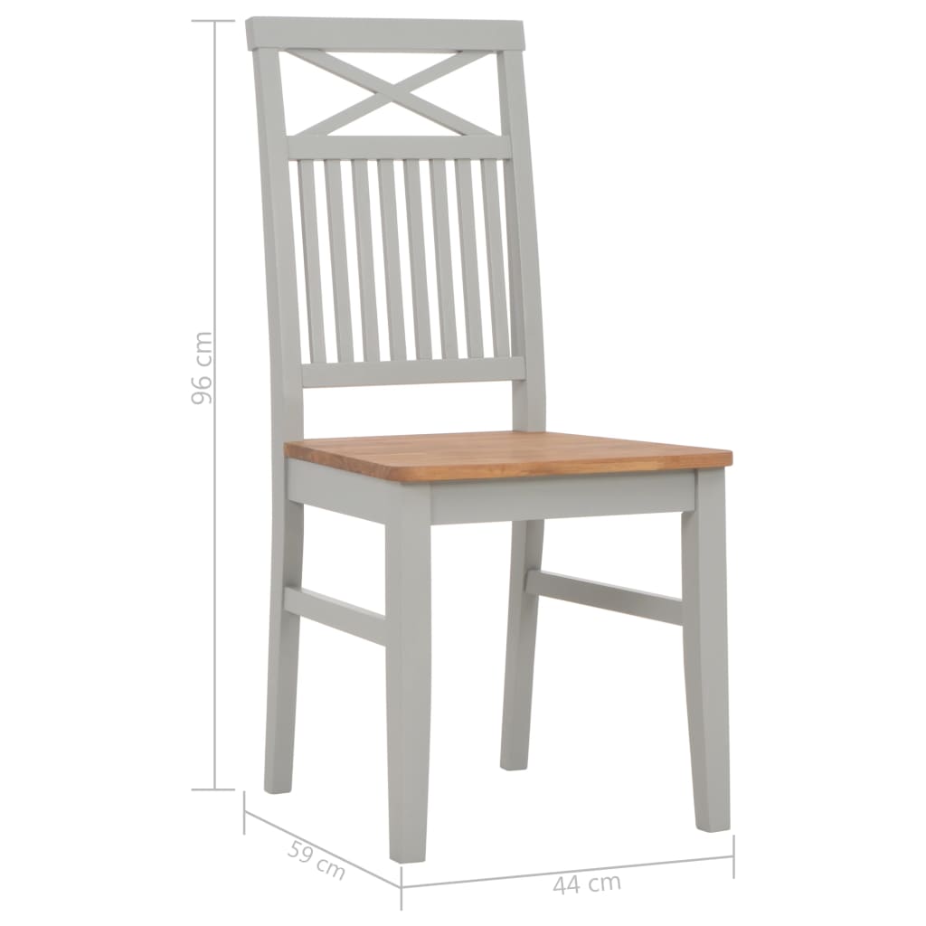 vidaXL Eetkamerstoelen 2 st massief eikenhout grijs