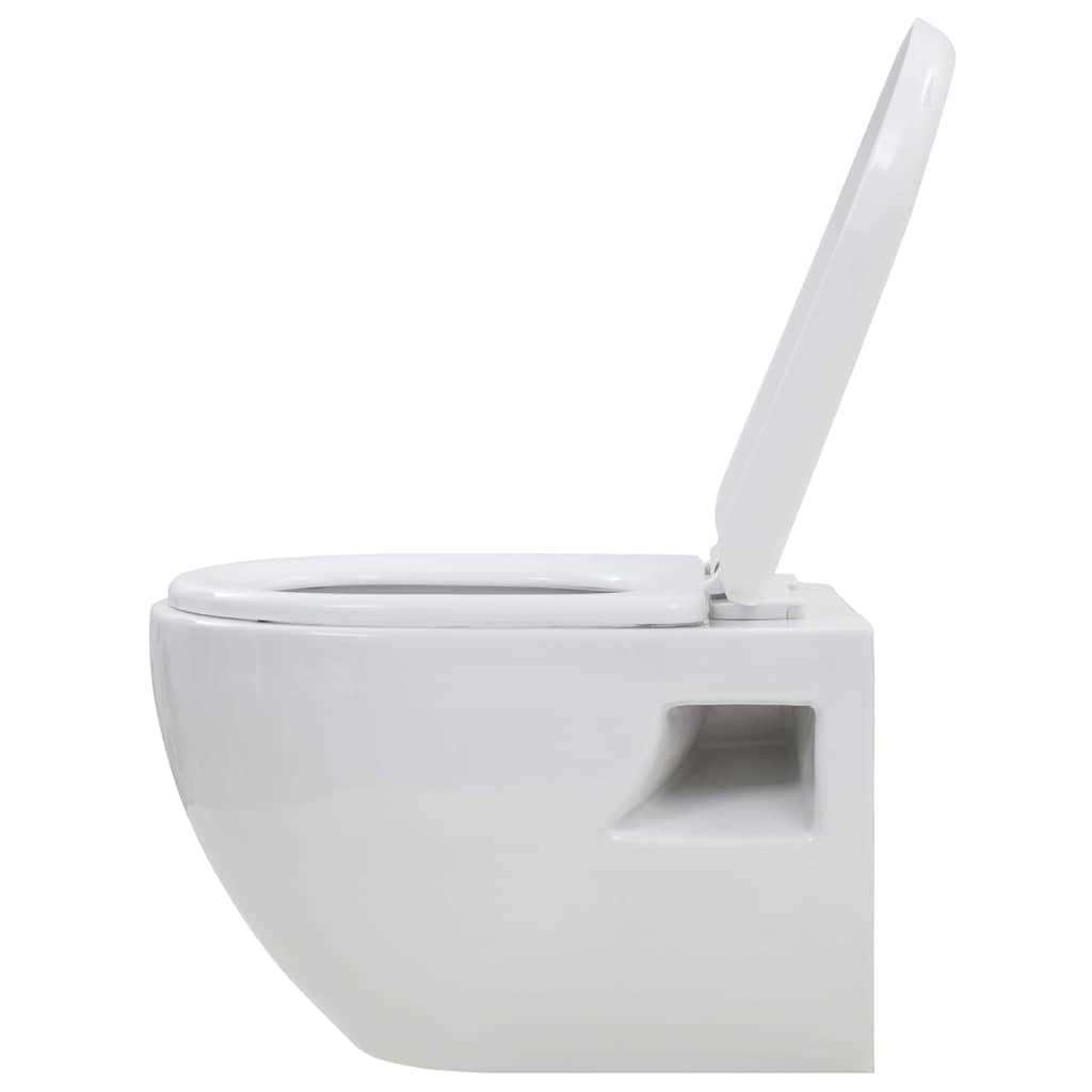 vidaXL Wall-hung Toilet with Concealed Cistern Ceramic White
