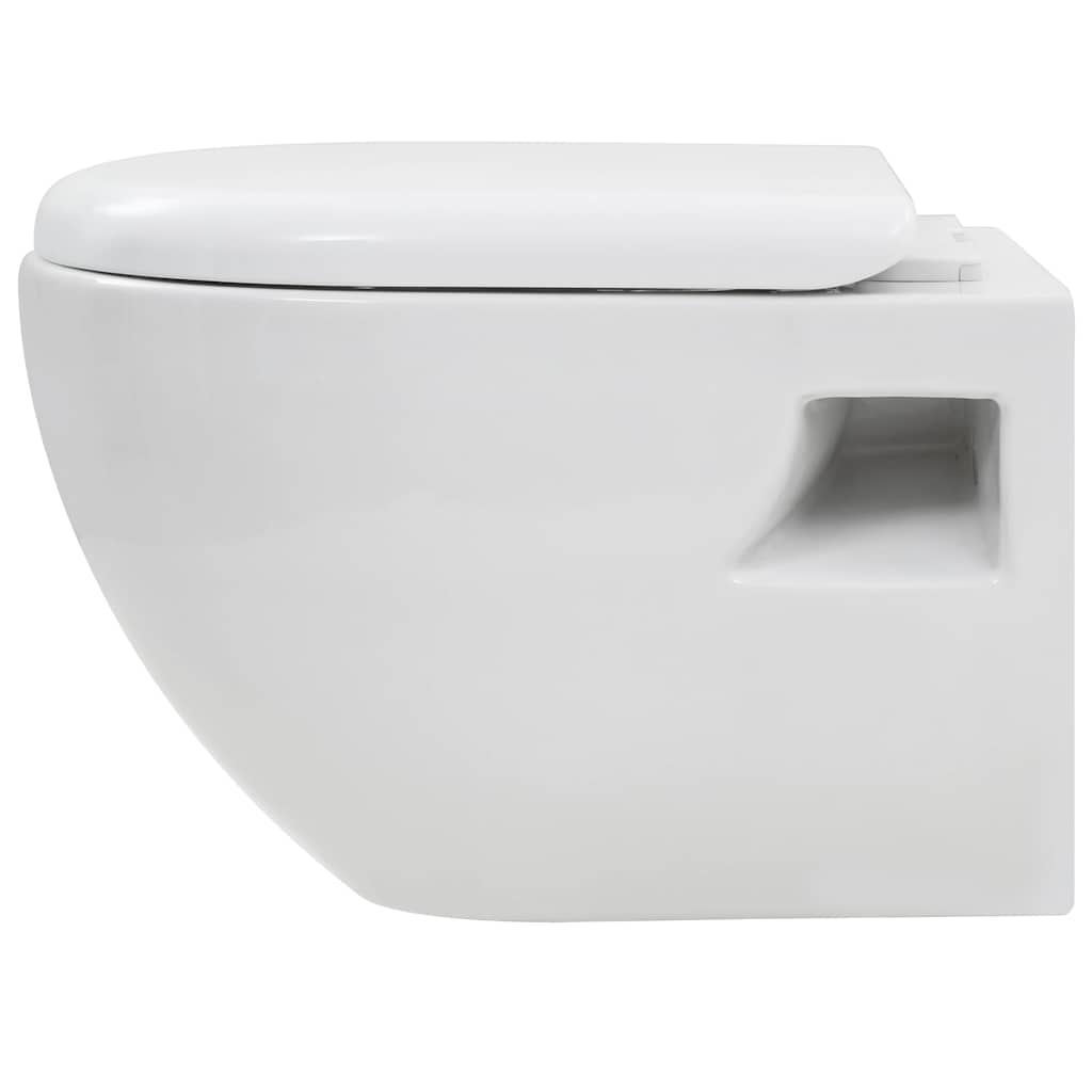 vidaXL Wall-hung Toilet with Concealed Cistern Ceramic White