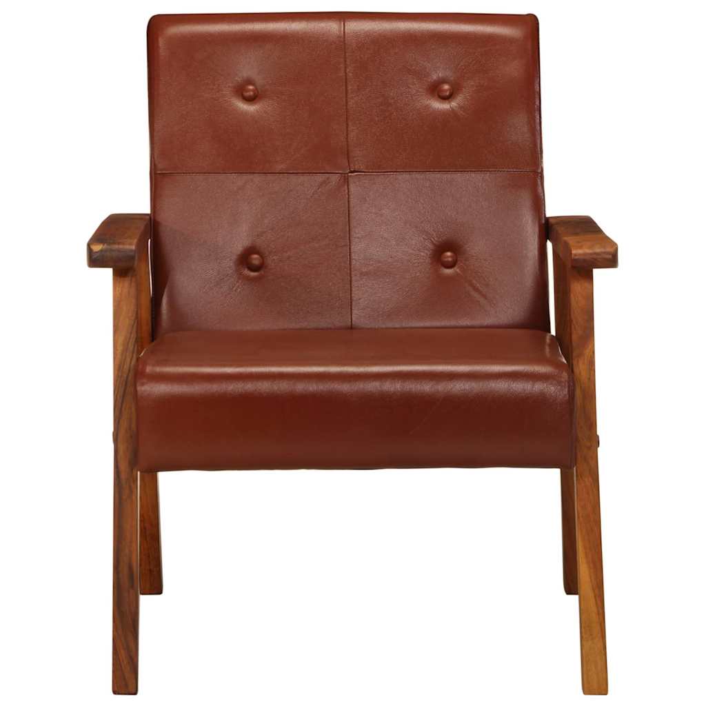 vidaXL Fauteuil echt leer bruin