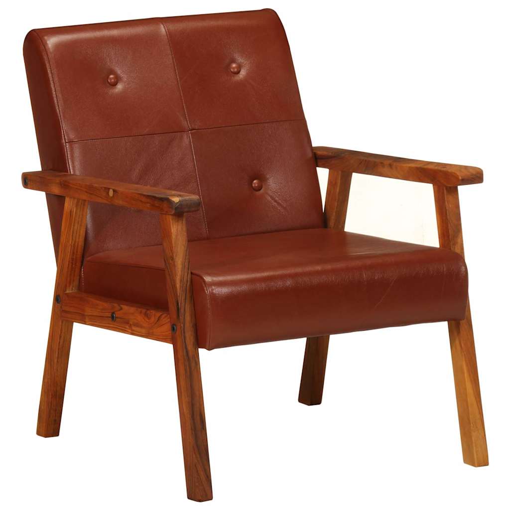 vidaXL Fauteuil echt leer bruin