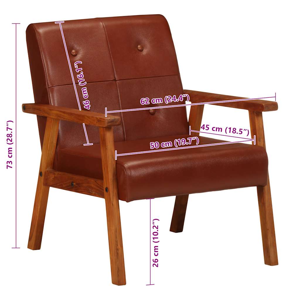 vidaXL Fauteuil echt leer bruin