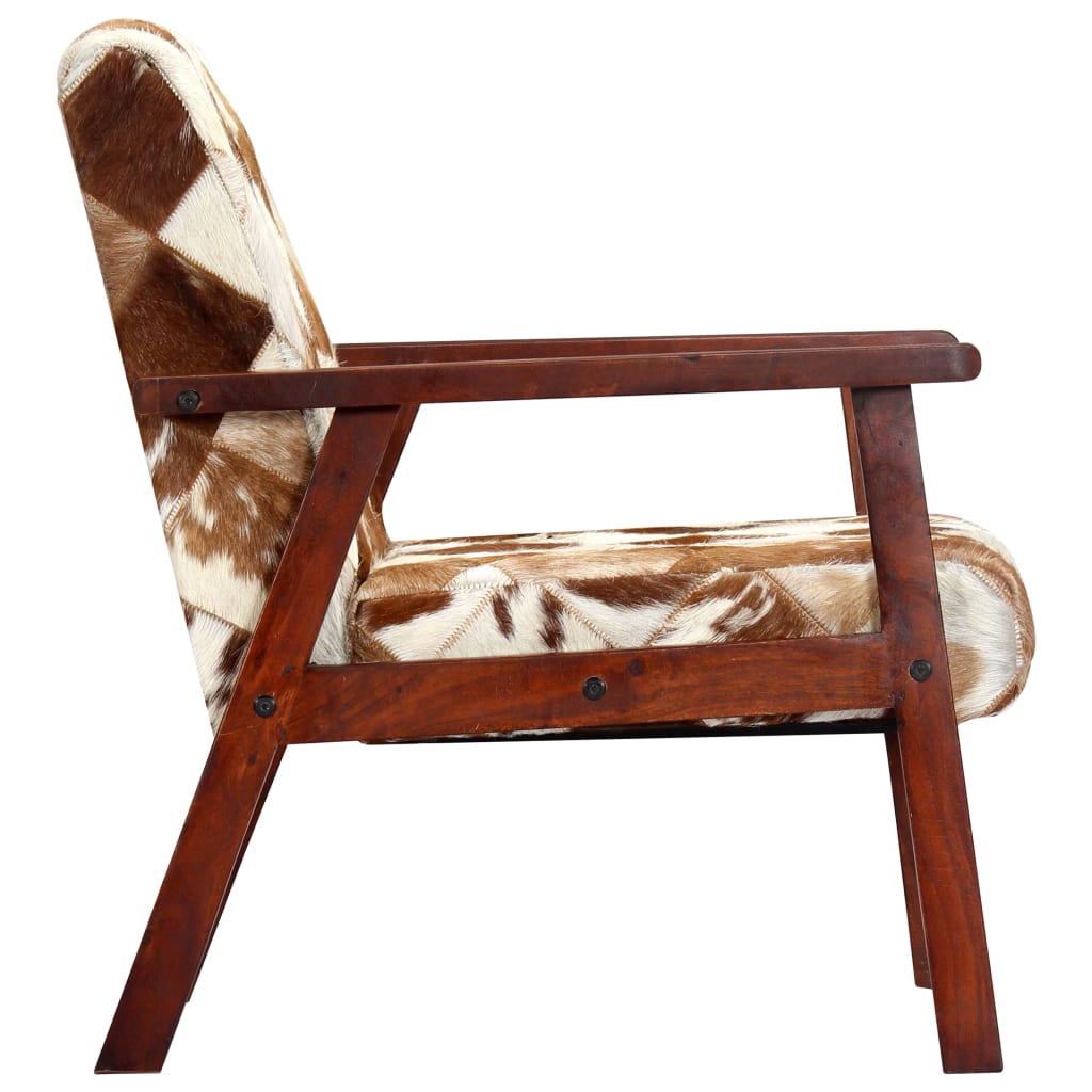 vidaXL Fauteuil echt geitenleer wit en bruin