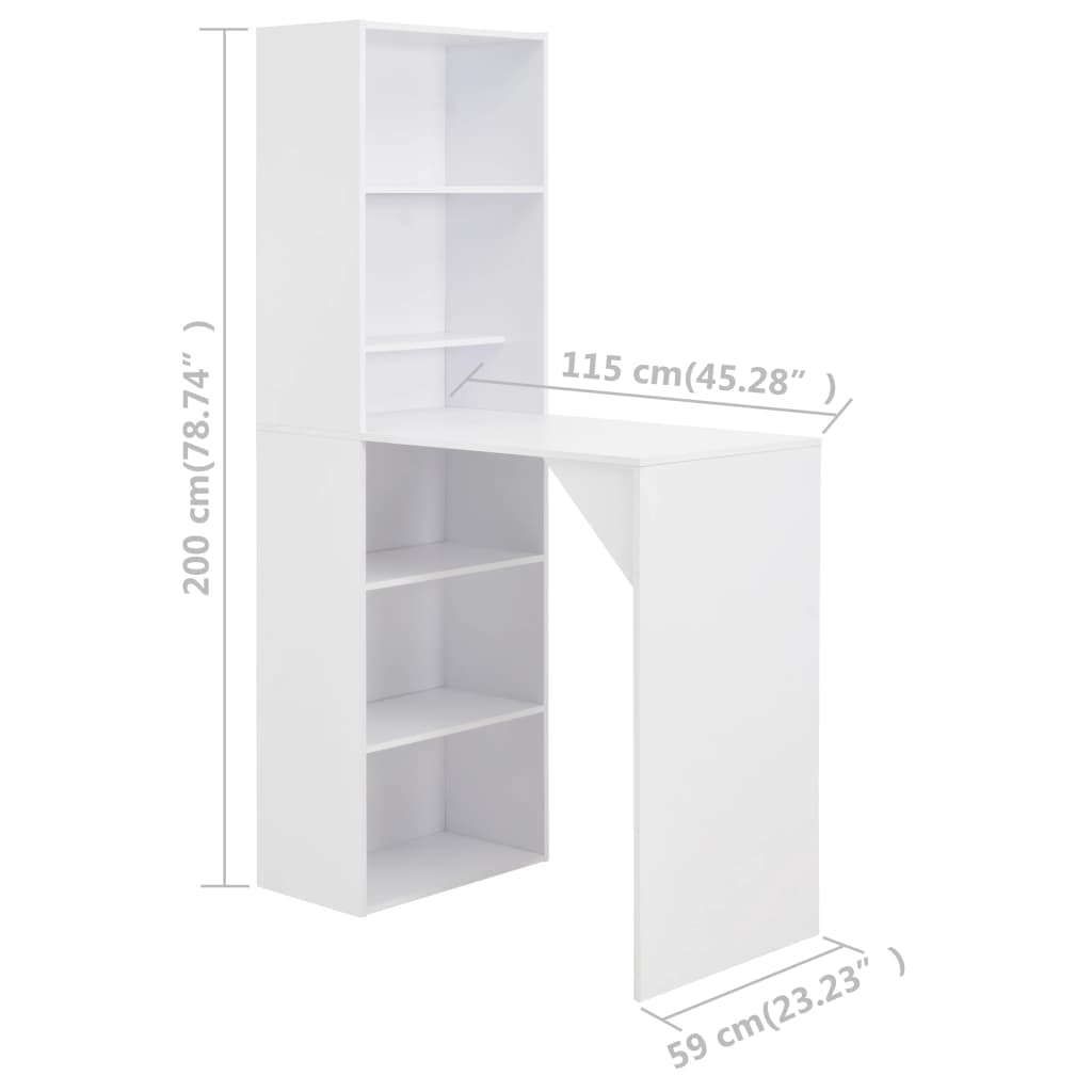 vidaXL Table de bar avec cadre 115x59x200 cm blanc