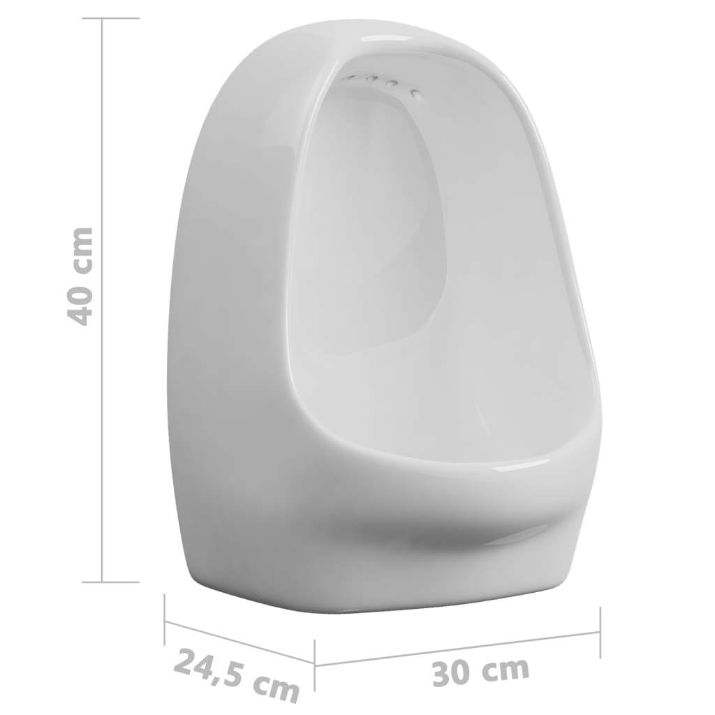 vidaXL Wall-Mounted Urinal with Flush Valve Ceramic White