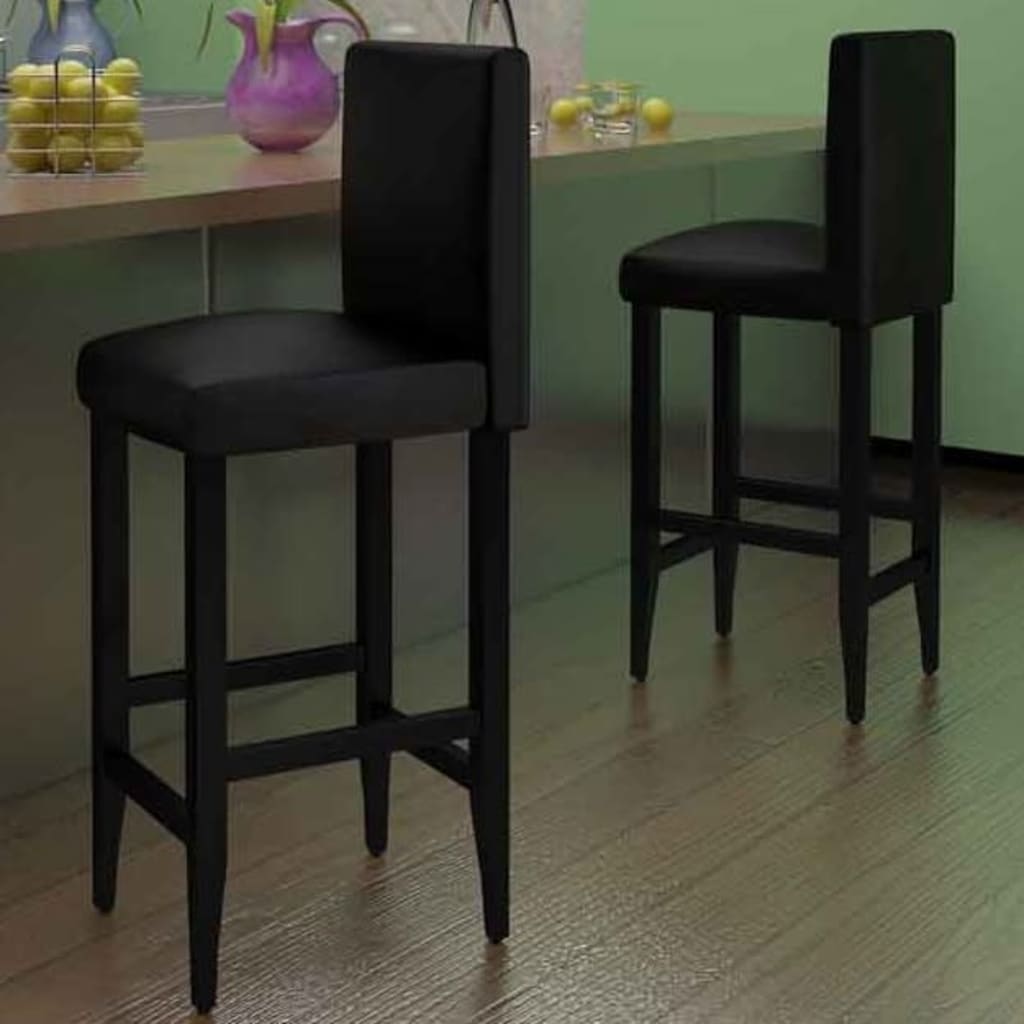 vidaXL Bar Stools 2 pcs artificial leather black