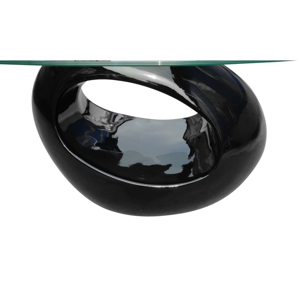 vidaXL Salontafel met ovaal glazen tafelblad hoogglans wit