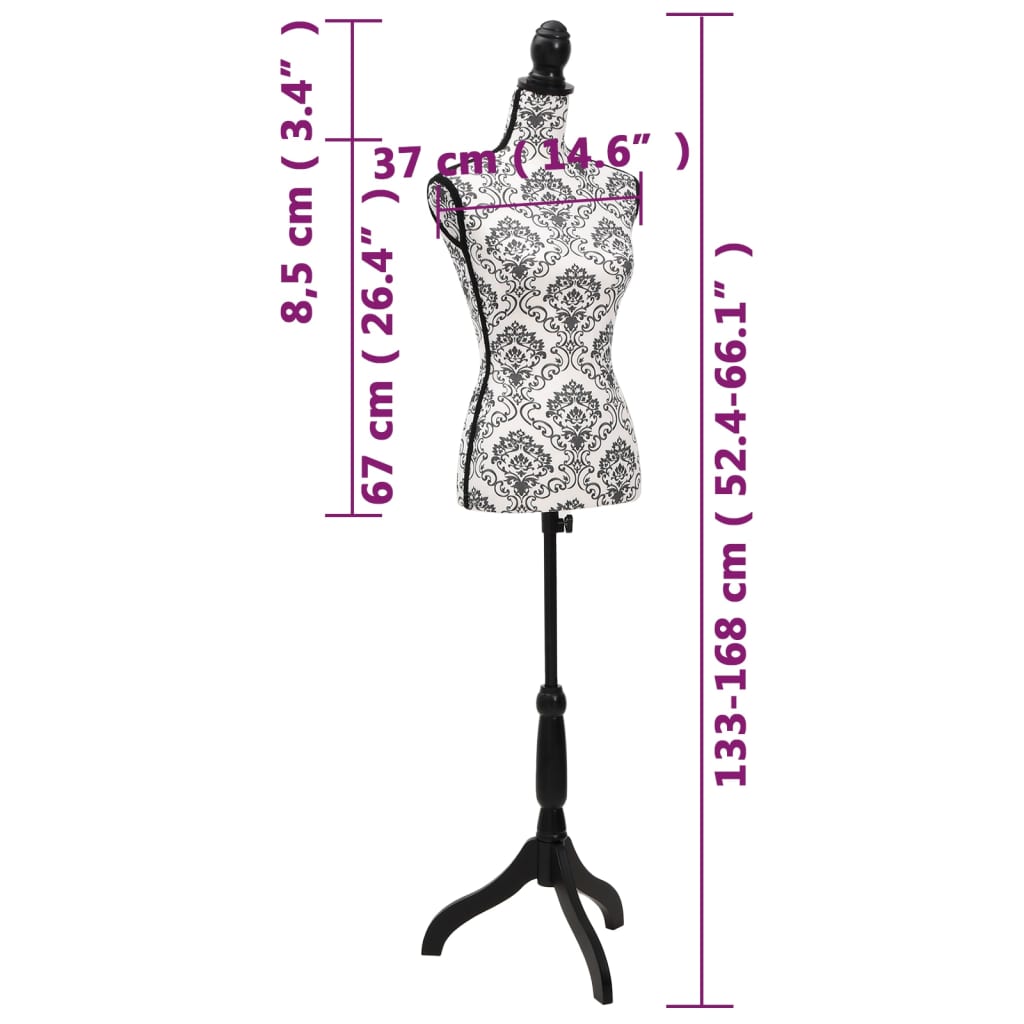 vidaXL Mannequin Torso Female Black White