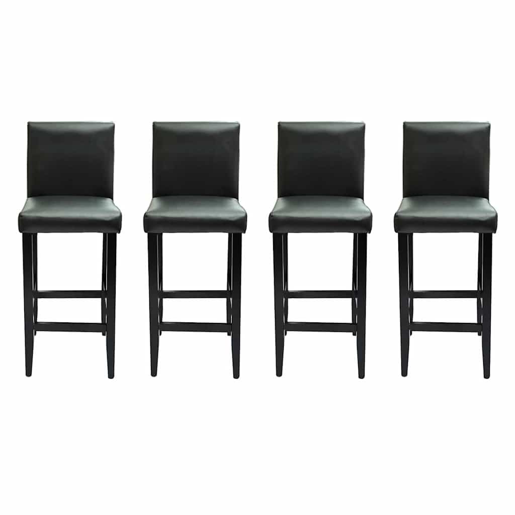 vidaXL Bar Stools 4 pcs Faux Leather Black