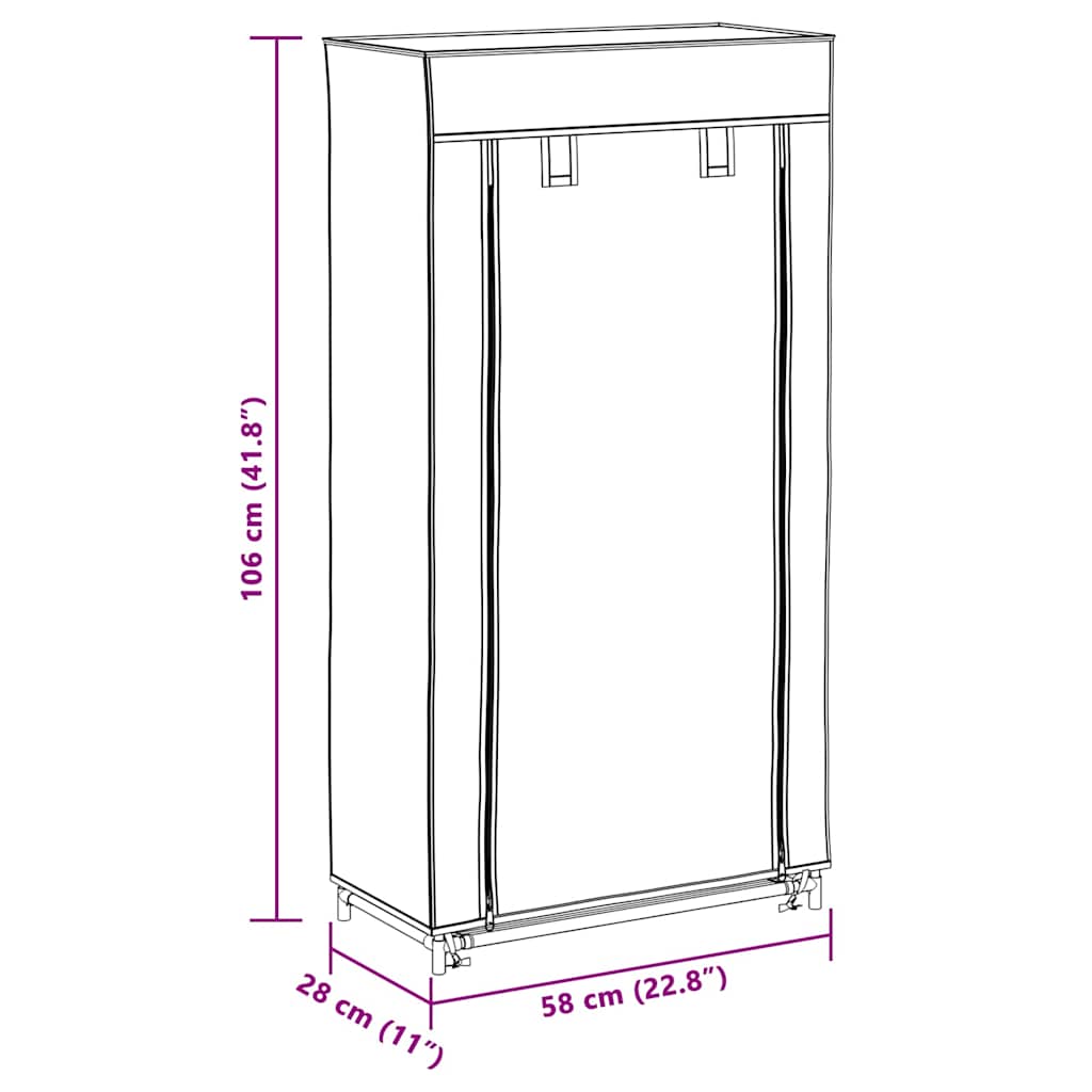 vidaXL Schoenenkast met hoes 58x28x106 stof zwart