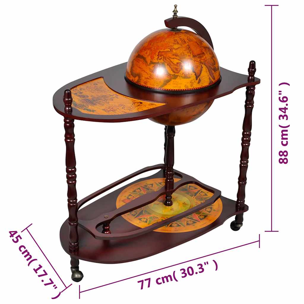 vidaXL Freestanding Globe Bar Eucalyptus Wood