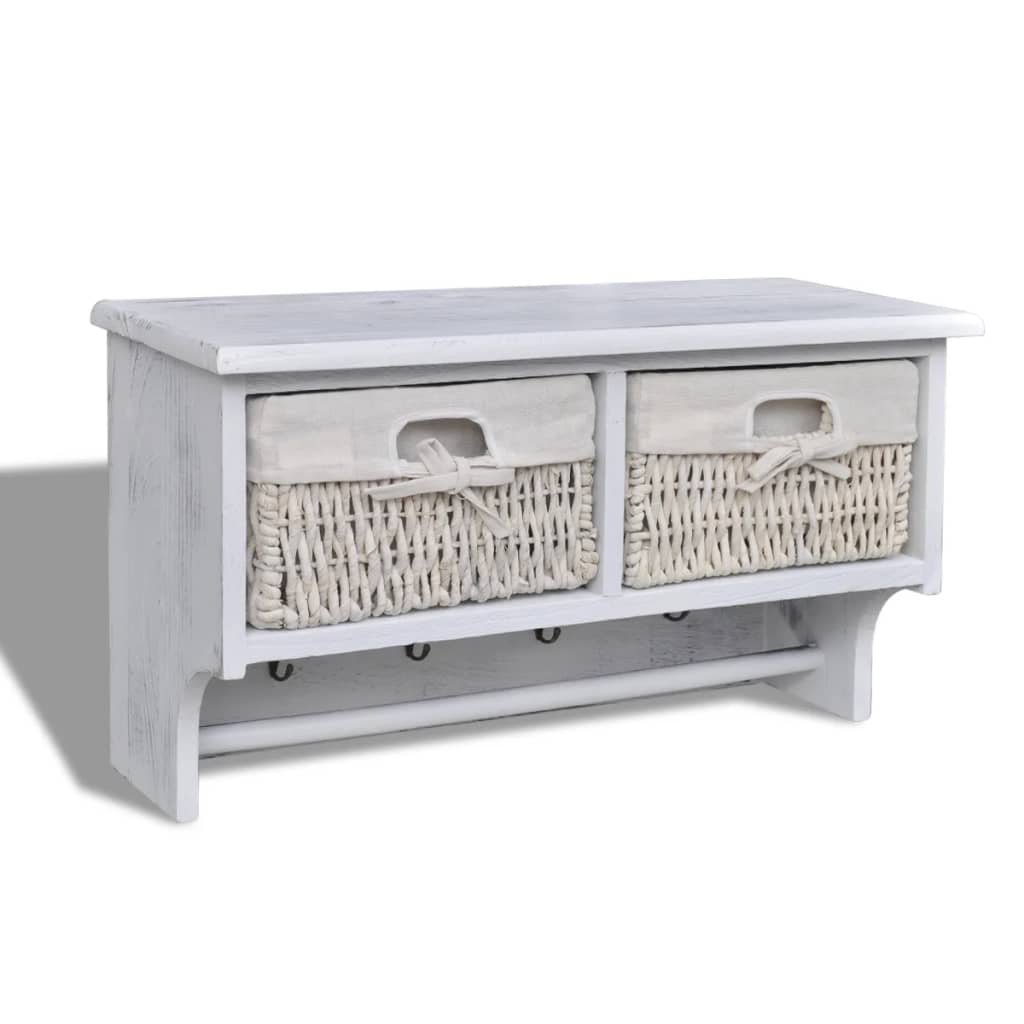 vidaXL Wall Shelf 60x23.5x33 cm Paulownia Wood White