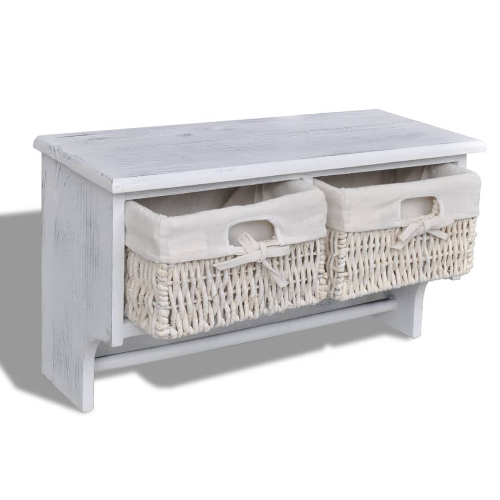 vidaXL Wall Shelf 60x23.5x33 cm Paulownia Wood White