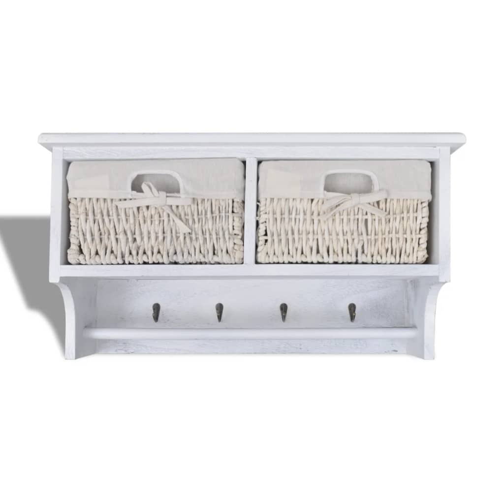 vidaXL Wall Shelf 60x23.5x33 cm Paulownia Wood White