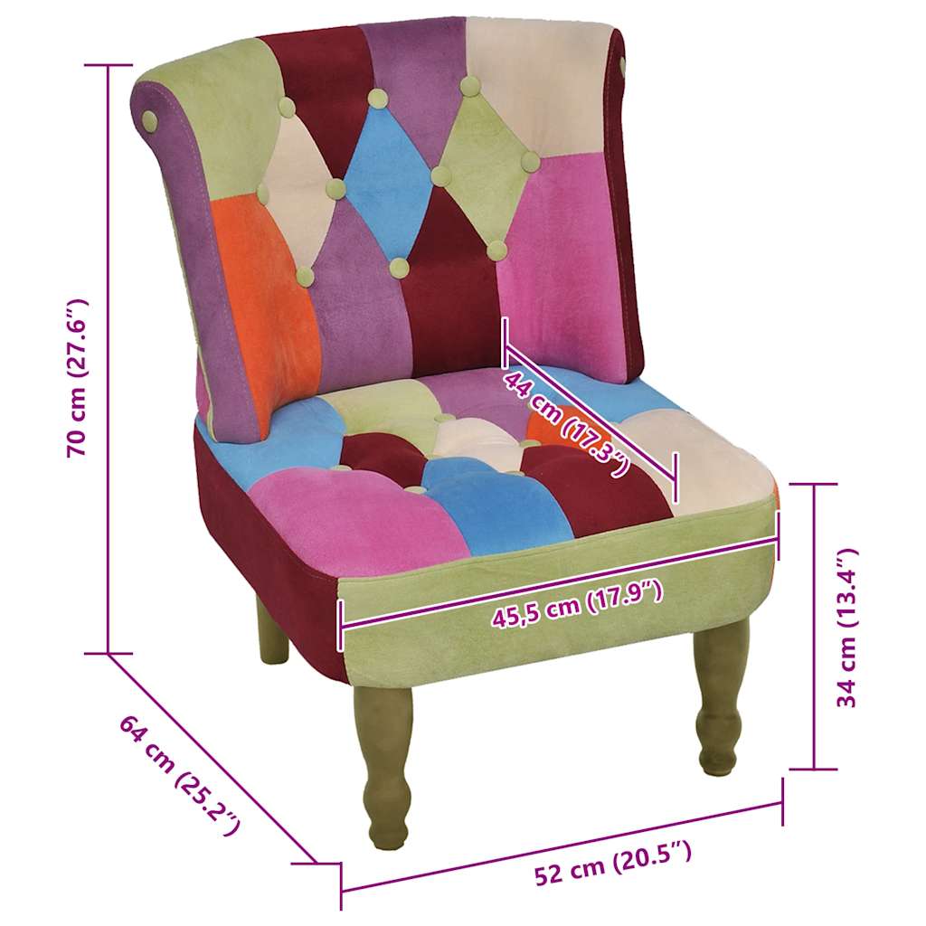 vidaXL Franse stoel met patchwork ontwerp stof