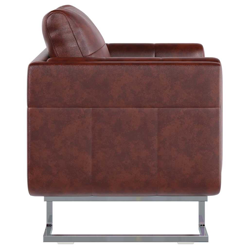 vidaXL Cube Armchair with Chrome Legs Faux Leather Brown