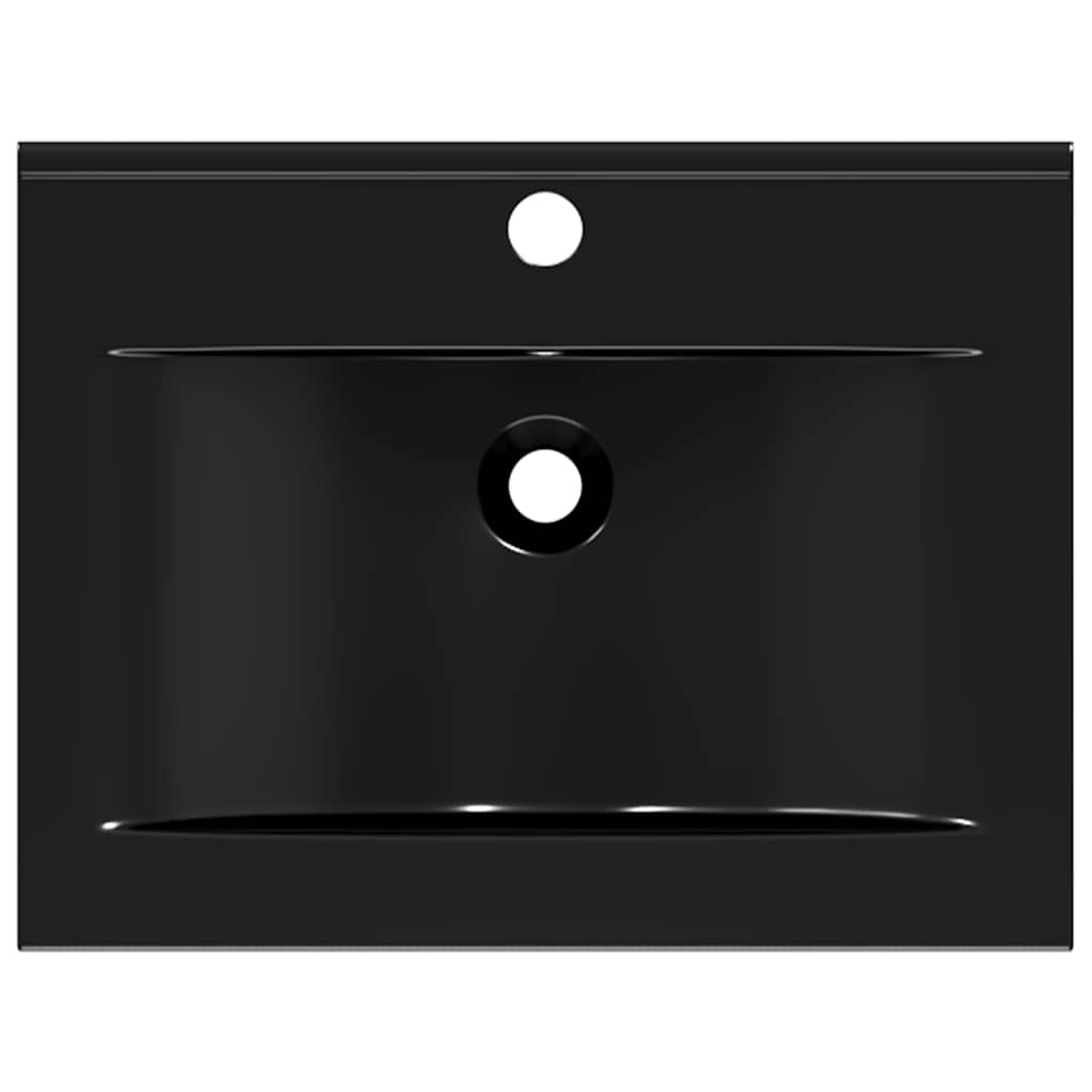 vidaXL Ceramic Rectangular Wash Basin 60x46 cm with Faucet Hole White